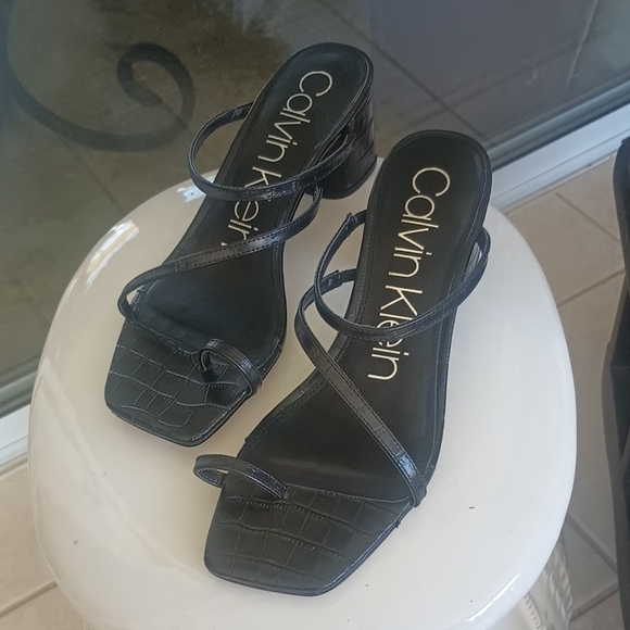 Calvin Klein Shoes - Calvin Klein Black Croc-Embossed Heels